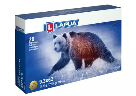 Lapua Mega 9,3x62 18,5g 20kpl - Kiväärin kaliiperi 9,3x62 - 6418267101998 - 2